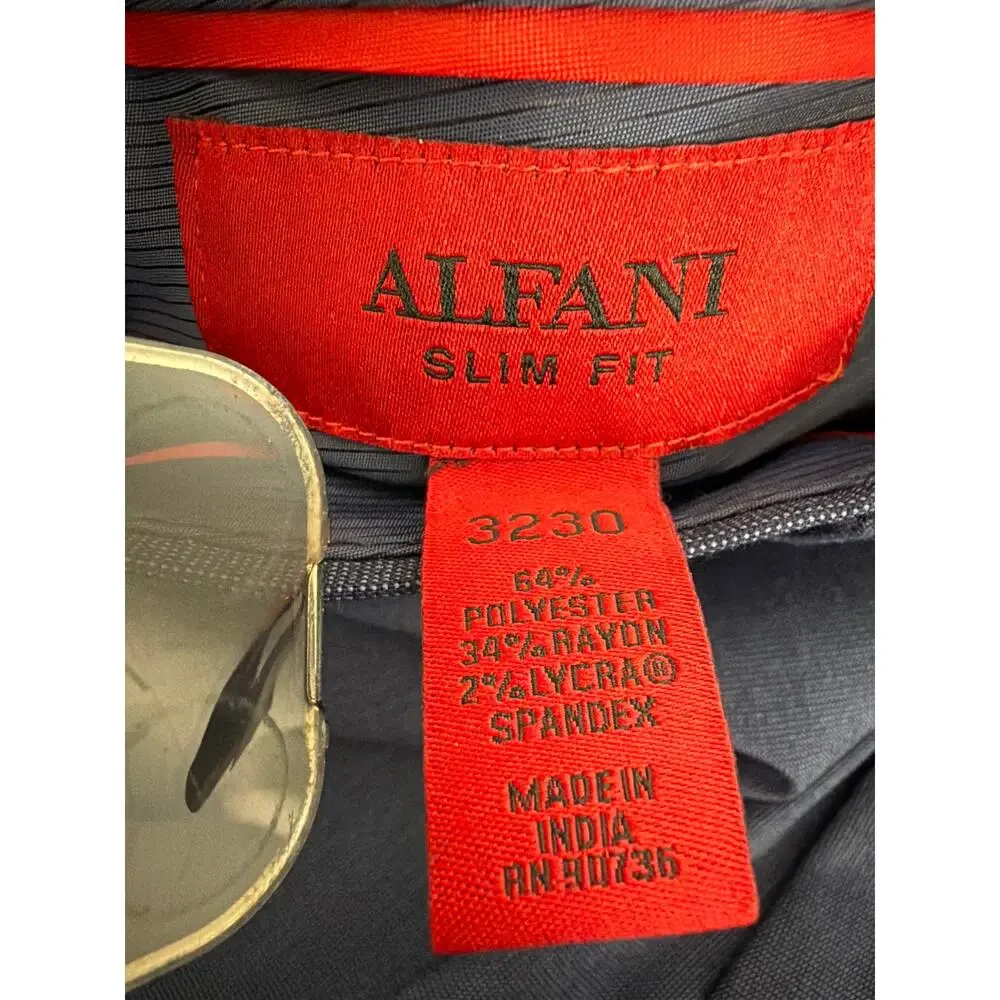 Alfani Men Slim Fit Blue 3 Piece Suit Jacket Vest Pants Set Size 32x30